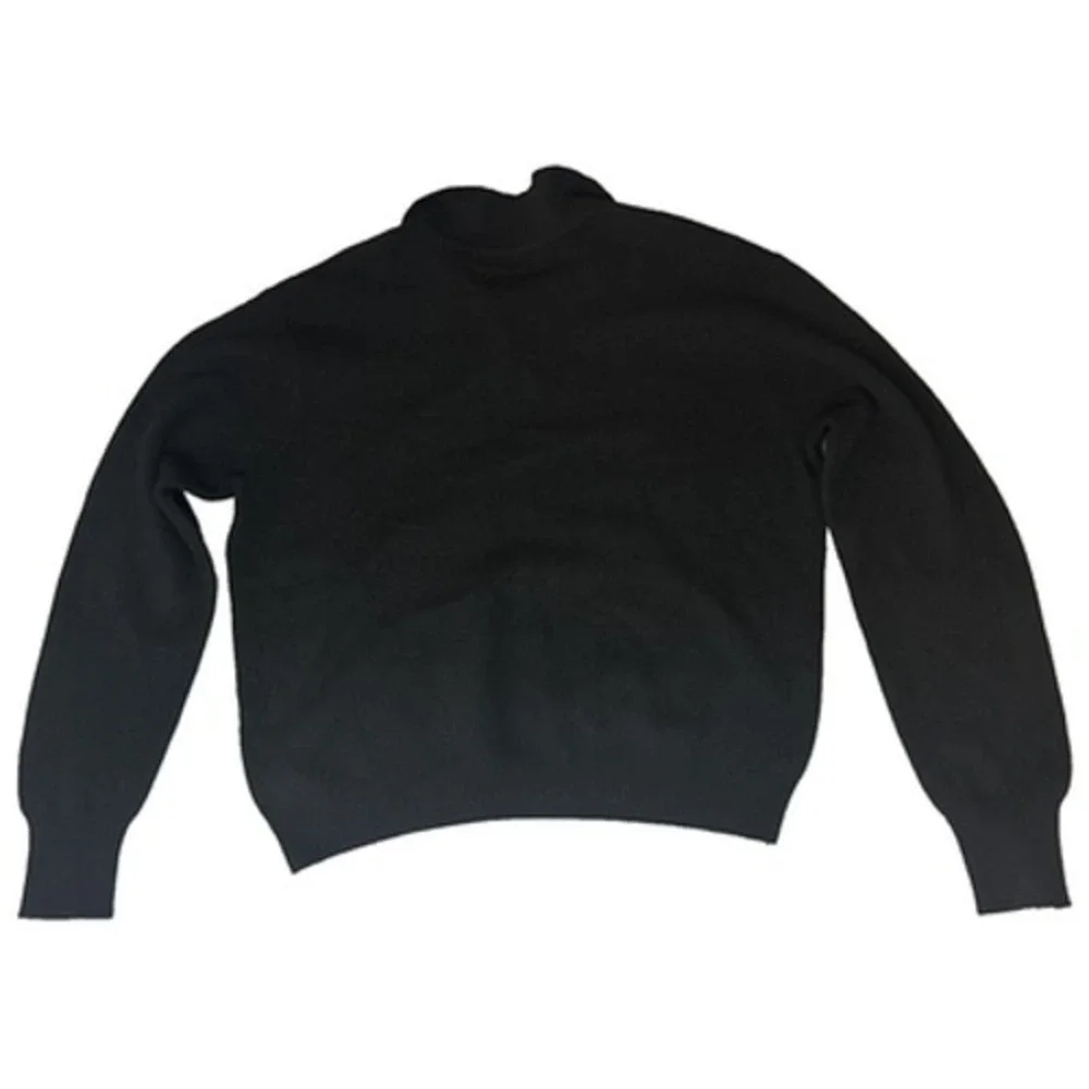Polo Ralph Lauren Mens XL Black 100% Lambswool Knit Polo Sweater Pony Logo Flaw